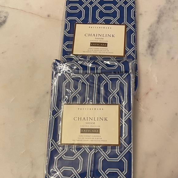 (2) NWT Pottery Barn Chainlink Euro Shams - Picture 3 of 5